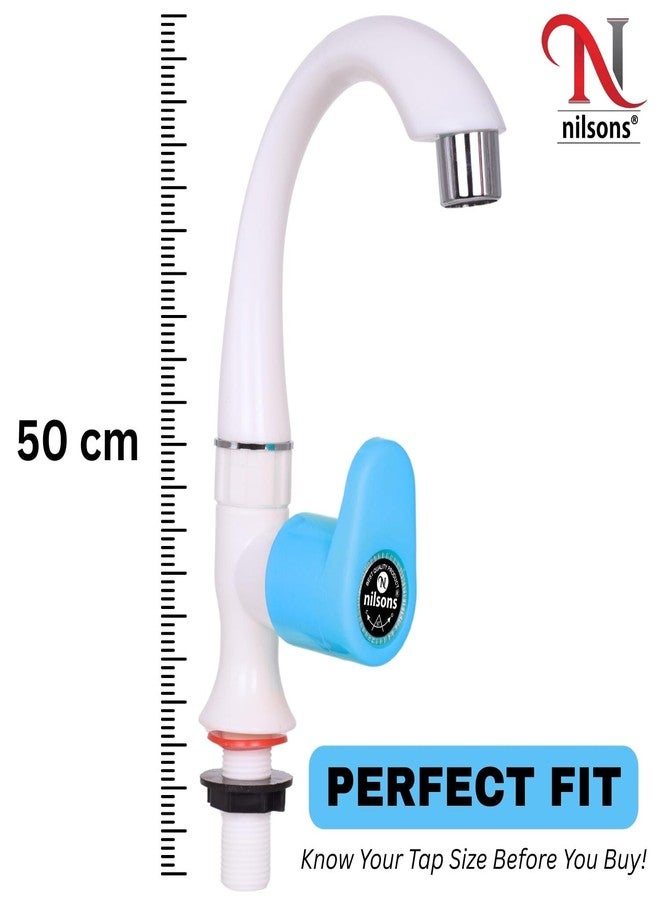 nilsons صنبور نيلسونز رويال بلو ذو رقبة البجعة | صنبور مياه بلاستيكي يُثبت على سطح الحوض، مناسب لأحواض الغسيل، وأحواض المطبخ، والحمامات | مانع للتسرب | مقاوم للصدأ | هيكل متين غير قابل للكسر | مناسب لأنابيب ½ بوصة | مقبض ذراع عصري - Image 2